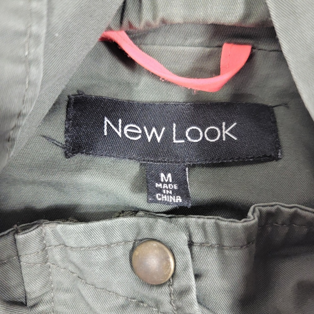 New Look Womens Olive Green Utility Anorak Jacket Hooded Drawstring Waist Sz Med - Picture 2 of 4